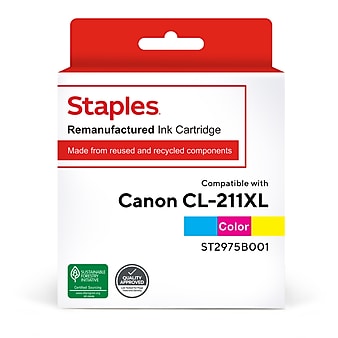 Staples Remanufactured Color High Yield Ink Cartridge Replacement for Canon CL-211XL (TR2975B001/ST2975B001)