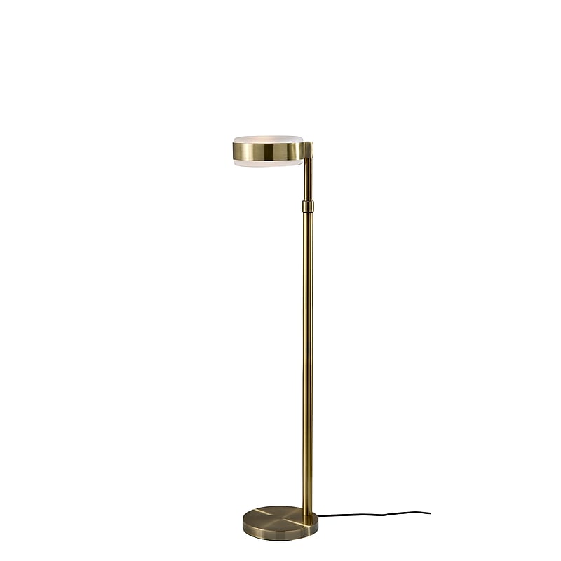 Adesso Linis 66" Antique Brass Floor Lamp with White Glass Shade (AD9105-21) image 1