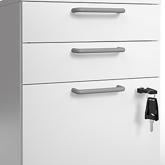 Union & Scale™ Essentials 3-Drawer Vertical File Cabinet, Mobile/Pedestal, Letter/Legal, White, 21" (UN56980)