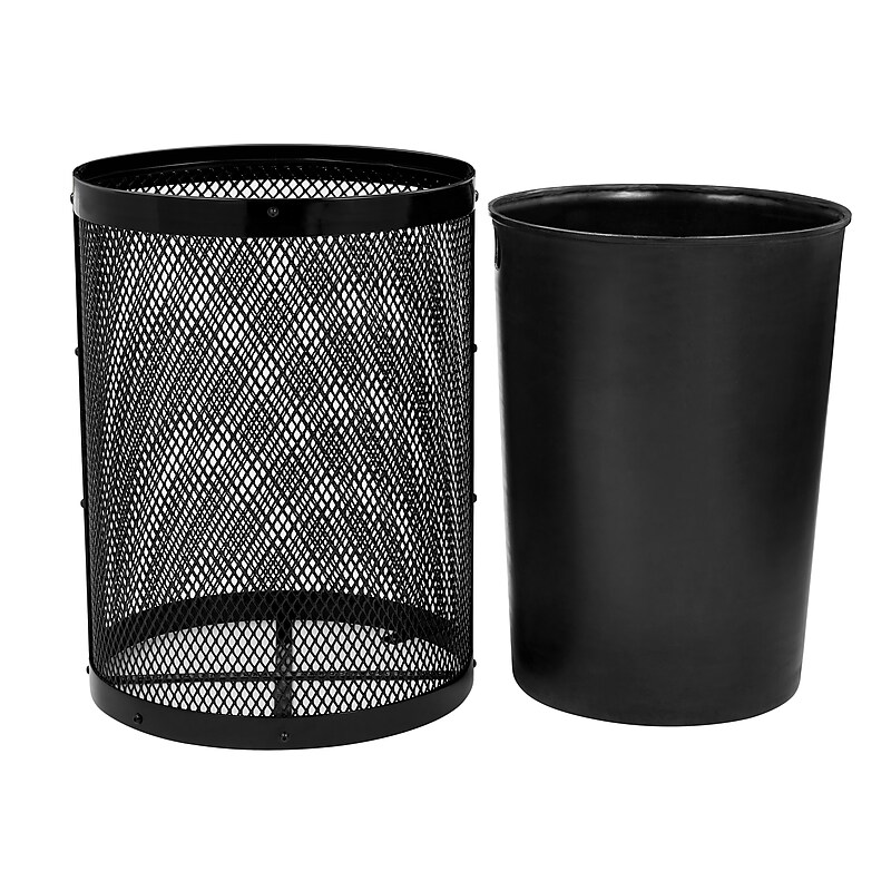 Alpine Industries 4460 Series Steel Mesh Outdoor Trash Can with Liner, 36 Gallon, Black (ALP4460-01-BLK) image 1