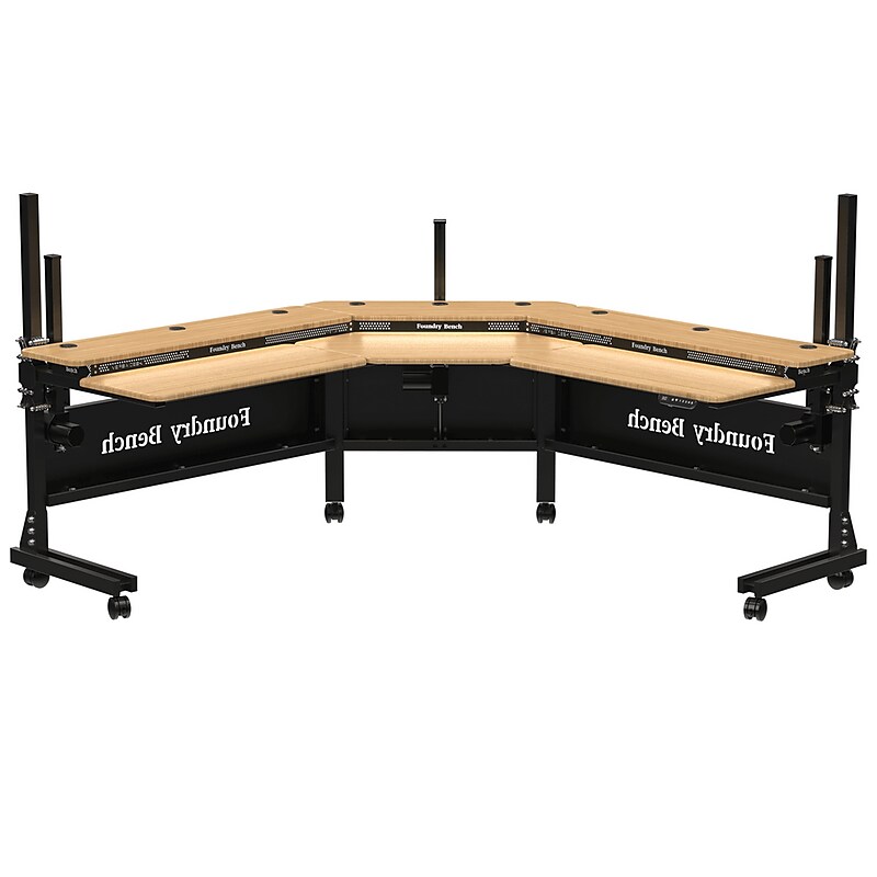 VersaDesk Foundry Bench 80"W Electric Corner Adjustable Standing Desk, Bamboo (FBC8080-BNB-APP ) image 1
