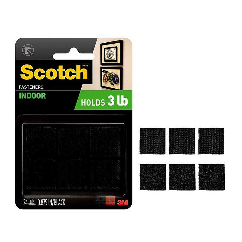 Scotch® Indoor Fasteners, 7/8" x 7/8" Black, 24/Pack (RF7121X) image 1