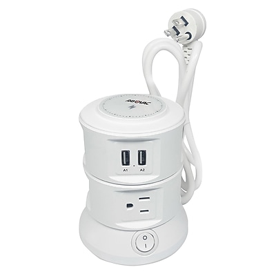 RAYOVAC Charging Tower 6-Outlet 4-USB Port Surge Protector with Wireless Charging, 5-ft., 540 Joules, White (SS-Q913) Sansujyuku sansujyuku.com