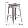 Flash Furniture Kai Indoor-Outdoor Backless Counter Height Stool, Silver with Gray Seat (CH3132024SILP2G)~#|#~A654B64A-4195-4571-B3FBD58A28DD8E29_sc7