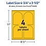 Avery Arched Laser/Inkjet Multipurpose Labels, 4.75" x 3.5", Bright Yellow (80/Pack)~#|#~A6550078-F2B4-4068-A5CB2B1DB2ABD2B8_sc7
