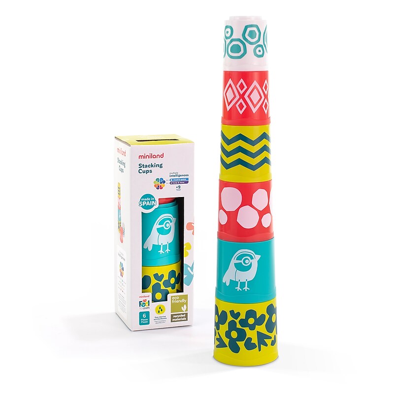 MINILAND Feel to Learn: Stacking Cups, Multicolored, 6 Pieces/Set (MLE97340) image 1