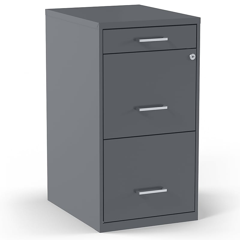 Staples 3-Drawer Mobile Vertical File Cabinet, Letter Size, Lockable, 26.8"H x 14.3"W x 18.9"D, Charcoal (ST52154-CC) image 1