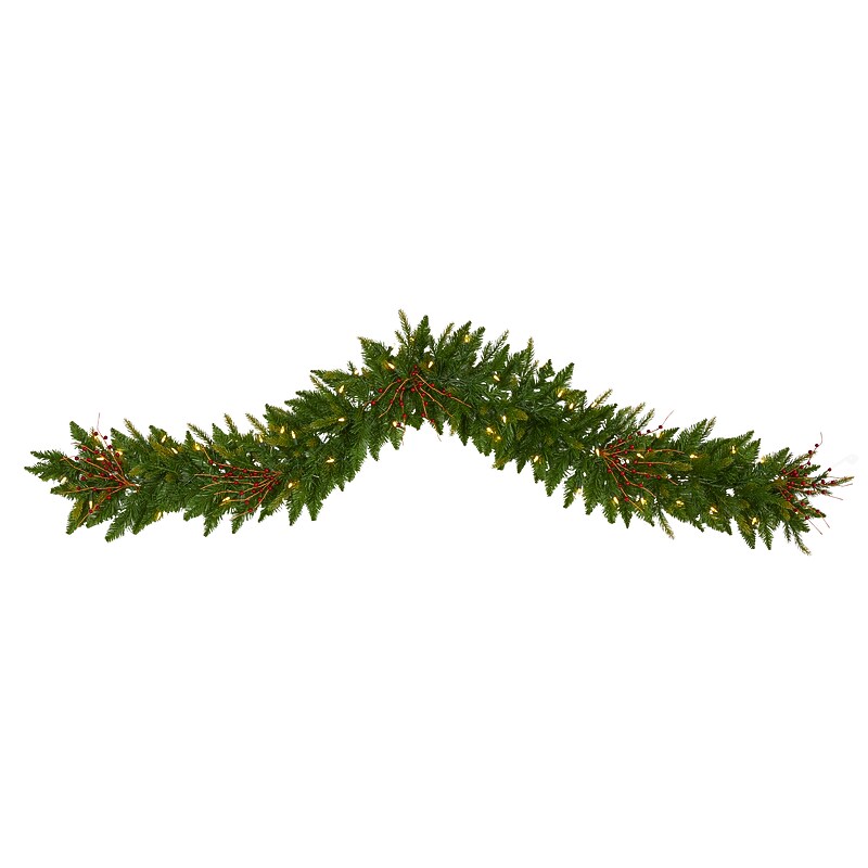 Nearly Natural Christmas Pine Artificial Garland and Berries, 6' (4466) image 1