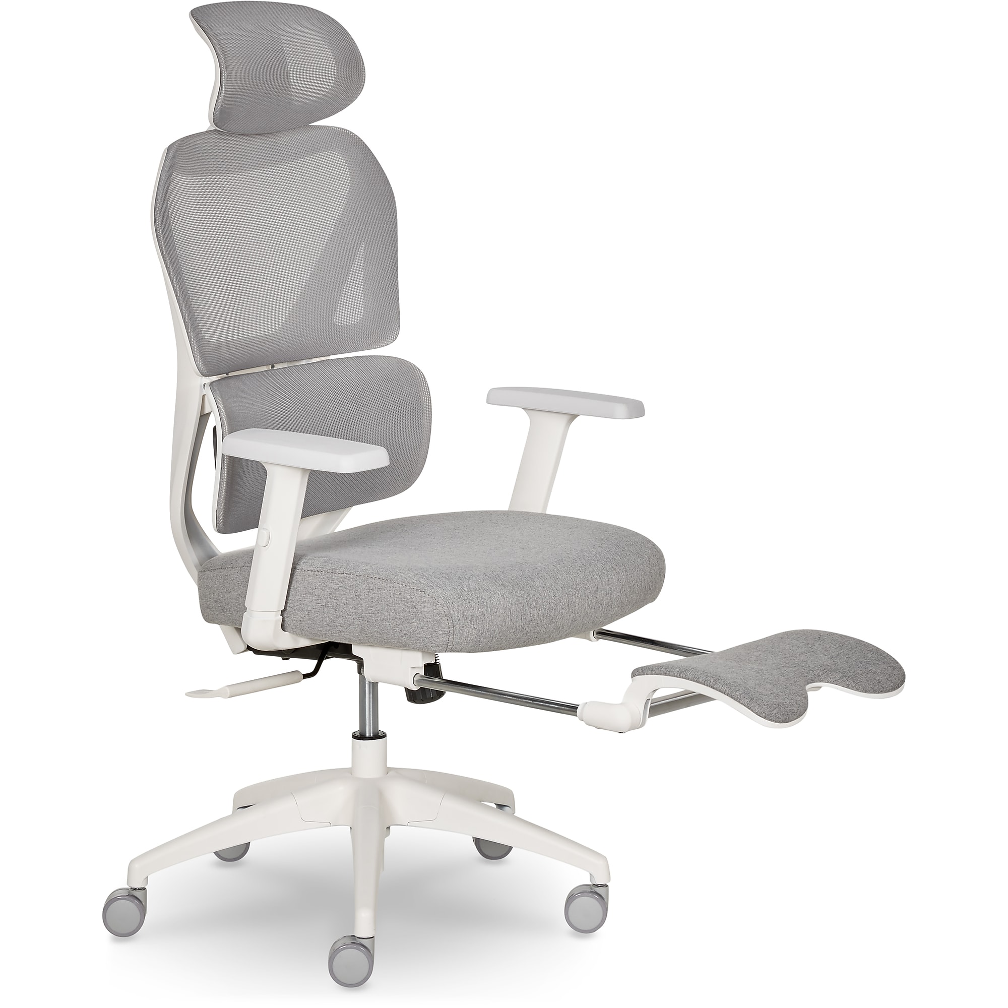 Sharper Image S-850 Heated Ergonomic Mesh Swivel Executive Massage Chair with Footrest, Light Gray/White (60106-LGRYWHT) Sansujyuku sansujyuku.com