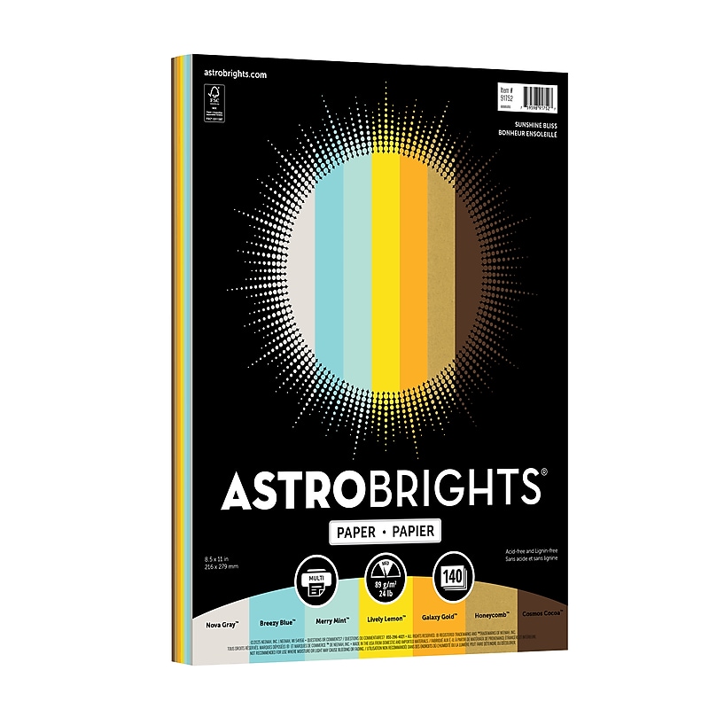 Astrobrights 8.5" x 11" Color Copy Paper, 24 lbs., Sunshine Bliss, 140 Sheets/Ream (91752) image 1