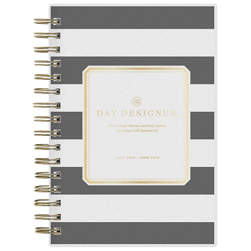 2025-2026 Day Designer for Blue Sky Rugby Stripe 5" x 8" Academic Year Daily Appointment Book, Cardboard Cover (155446) image 1