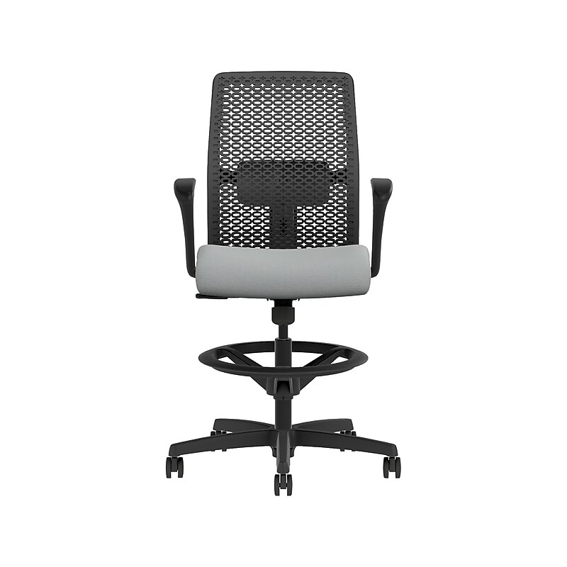 HON Ignition 2.0 ReActiv Back Vinyl Task Stool with Footrest and Lumbar Support, Black/Gray (HITSRA.S0.A.H.0S.SX39.BL.SB.T) image 1