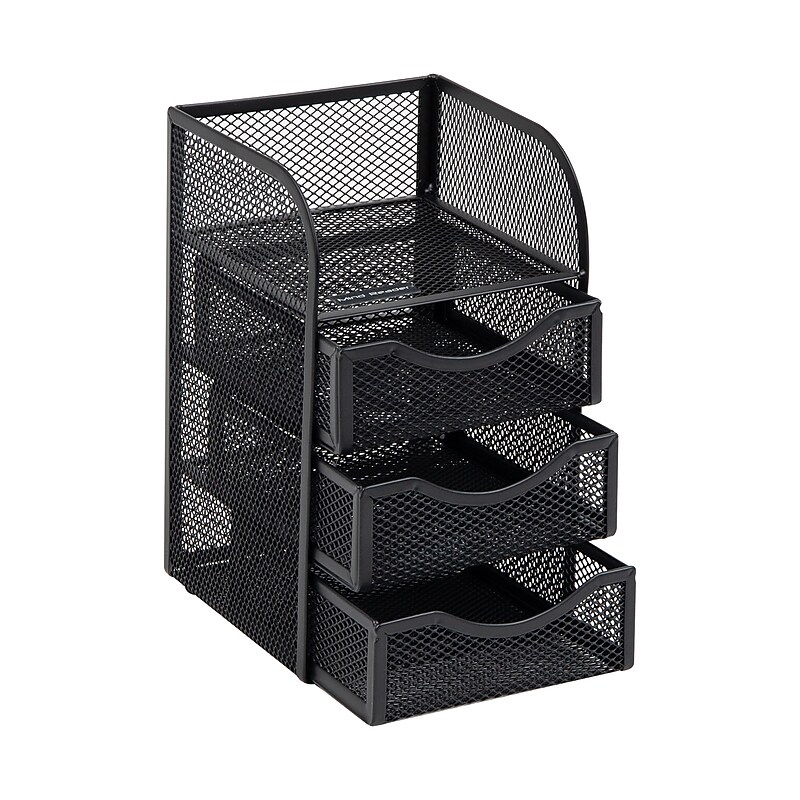 Mind Reader 4-Compartment Metal Desk Organizer, Black (MESHMINI-BLK) image 1