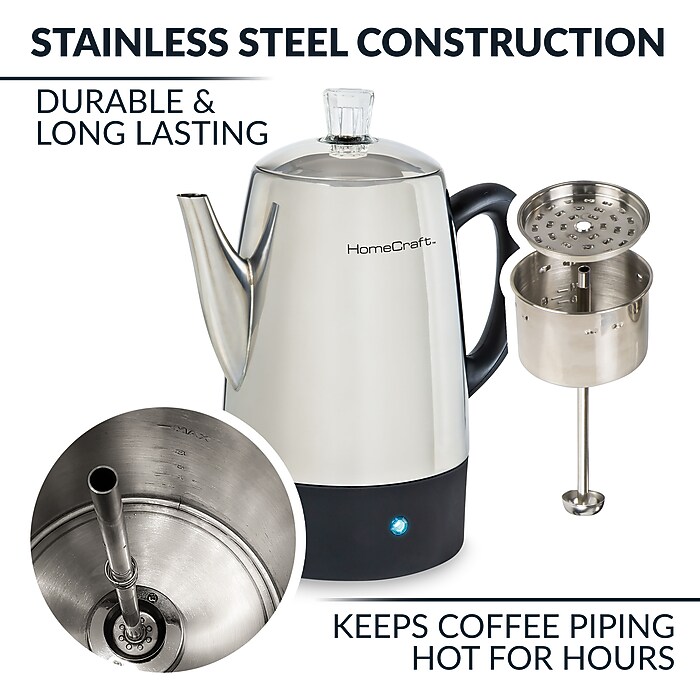 HomeCraft HCPC10SS 10-Cups Stainless Steel Coffee Percolator