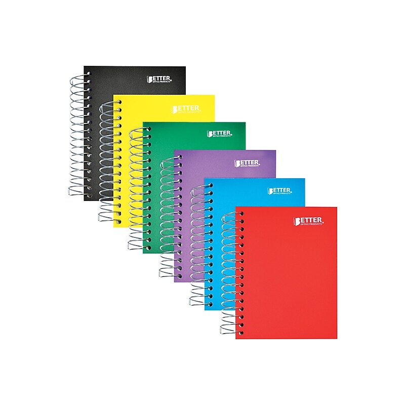 Better Office 1-Subject Notebooks, 4" x 5.5", College Ruled, 200 Sheets, 6/Pack (25906-6PK) image 1
