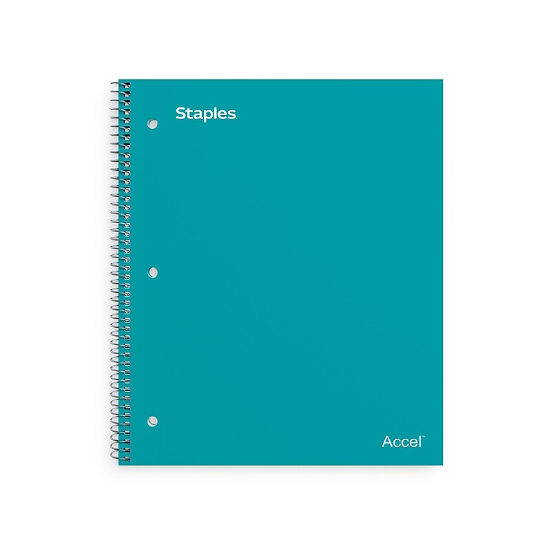 Staples Premium Poly 1-Subject Notebook, 8" x 10.5", Wide Ruled, 100 Sheets, Teal (ST20961D) image 1