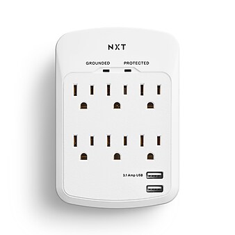 NXT Technologies™ 6-Outlet 2 USB Surge Protector Wall Mount, 1200 Joules (NX54321)