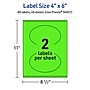 Avery Laser/Inkjet Multipurpose Oval Labels, 4" x 6", Neon Green, 80/Pack (94057)~#|#~A6977E28-7491-4530-B1C58DE4E7C6F65B_sc7