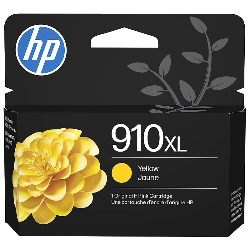 HP 910XL Yellow High Yield Ink Cartridge, Prints Up to 700 Pages (3YL64AN#140) image 1