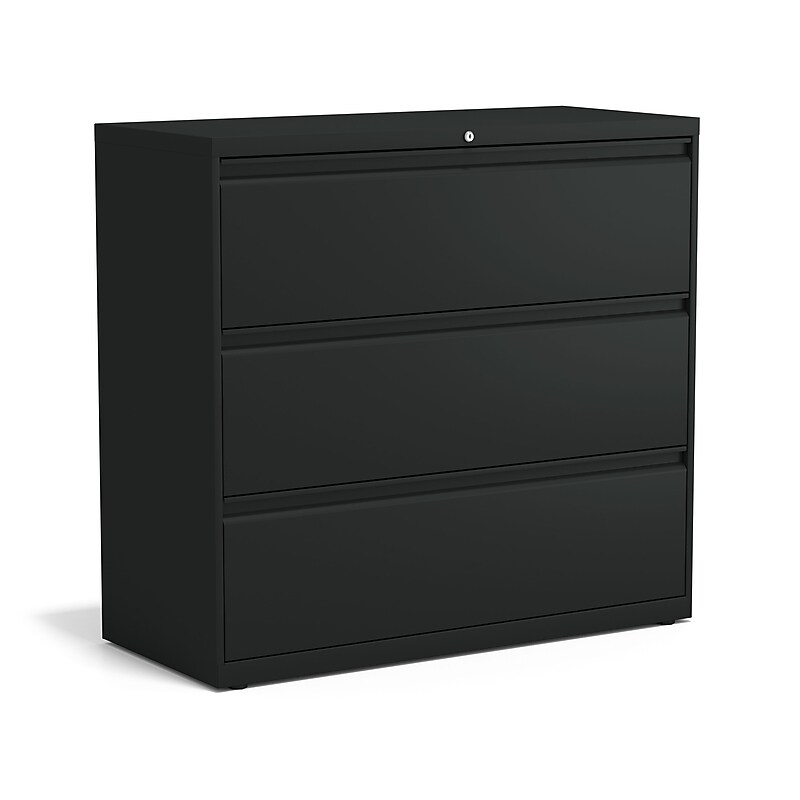 Staples HL8000 Commercial 3-Drawer Lateral File Cabinet, Locking, Letter/Legal, Black, 42"W (23202D) image 1