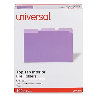 Universal File Folder, Letter Size, Violet, 100/Box (UNV12305)