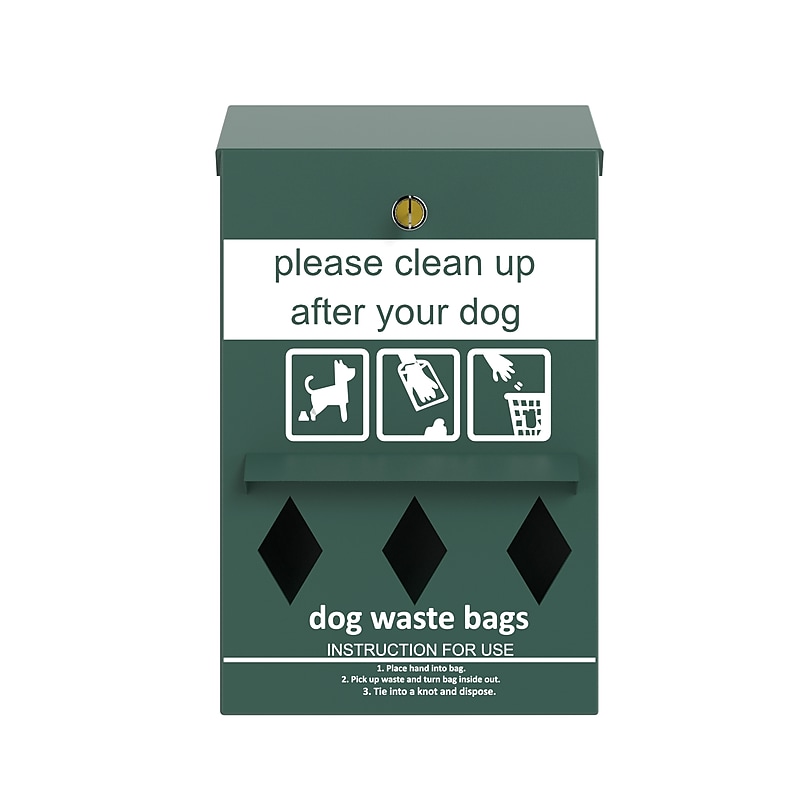 Furloo Wall-Mounted Pet Waste Roll Bag Dispenser, 800 Bag Capacity, Green (FLO13R-D-G) image 1