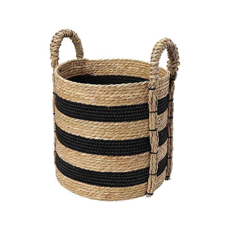 Household Essentials Terra Grass/Cotton Storage Basket, Light Beige/Black (ML-6730) image 1