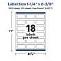 Avery Laser/Inkjet Rectangle Waterproof Multipurpose Labels, 2.375"  x 1.25", White, 1800/Box (94227)~#|#~A6AF2B32-73D2-41E8-8BF668C62661D208_sc7
