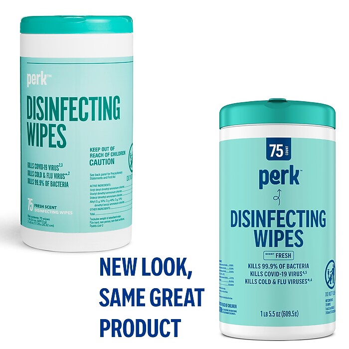 Perk™ Disinfecting Wipes, Fresh Scent, 75 Wipes/Pack (PK56664