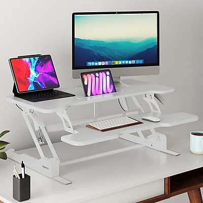 Mount-It! 38" W Manual Rectangular Adjustable Standing Desk Converter - Thumbnail 3