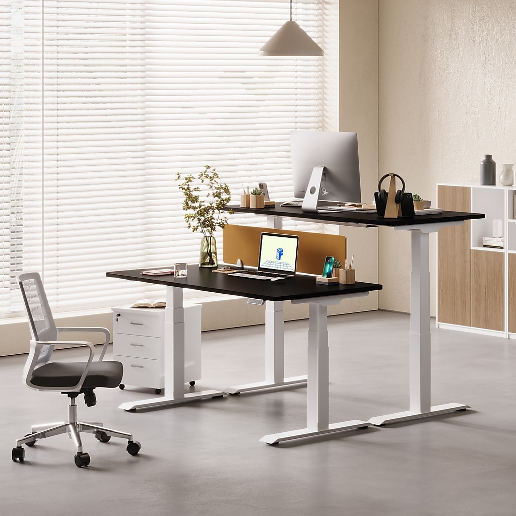 Desk in a full room setup with two levels