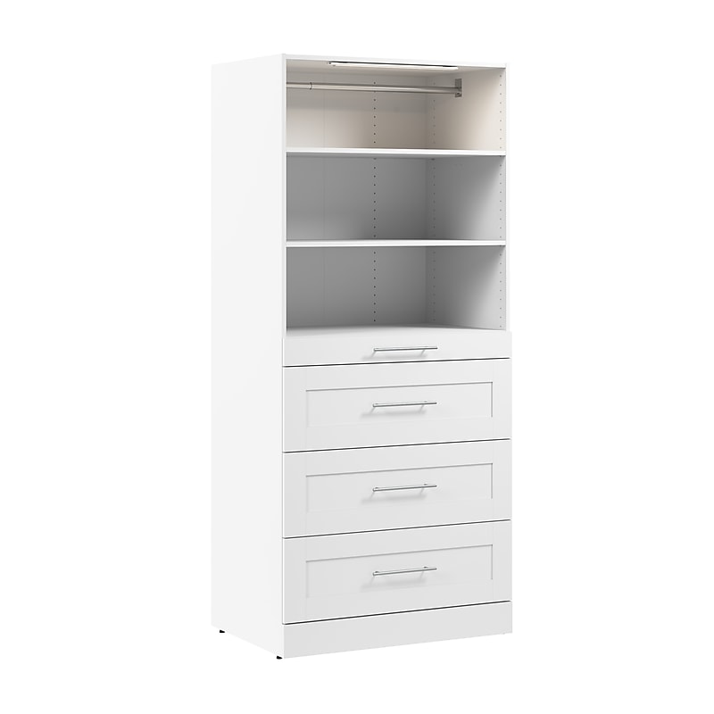 Bestar Florence Closet System, 5 Shelves, 4 Drawers, 36"W x 25"D, White (127607-000017) image 1
