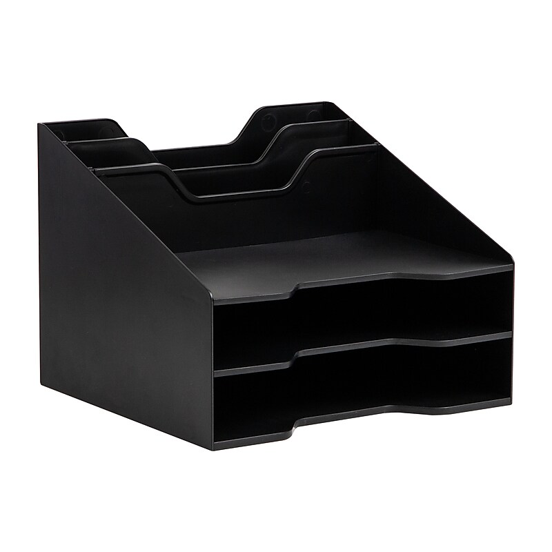 Mind Reader 5-Compartment Plastic Desk Tray, Black (ANCHBOX5-BLK) image 1