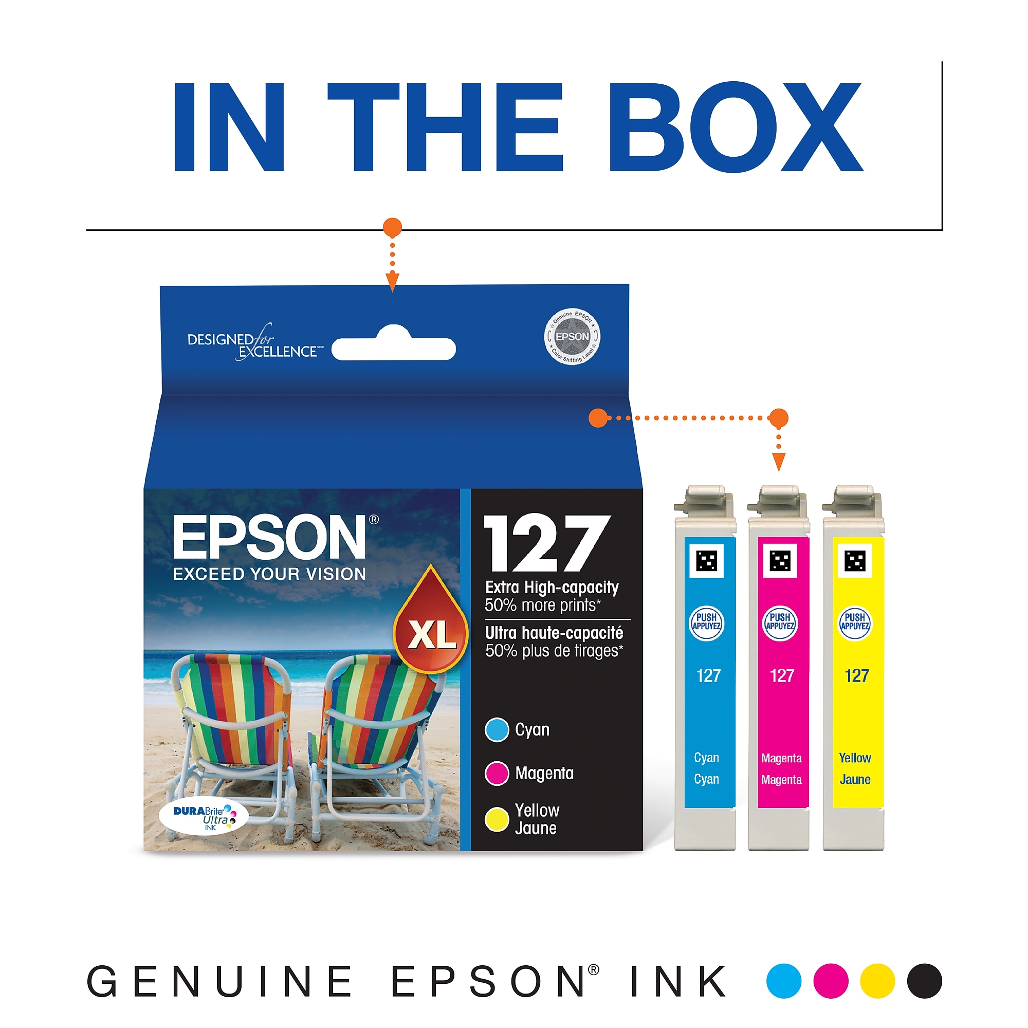 Epson T127 Cyan/Magenta/Yellow Extra High Yield Ink Cartridge,   3/Pack Sansujyuku sansujyuku.com