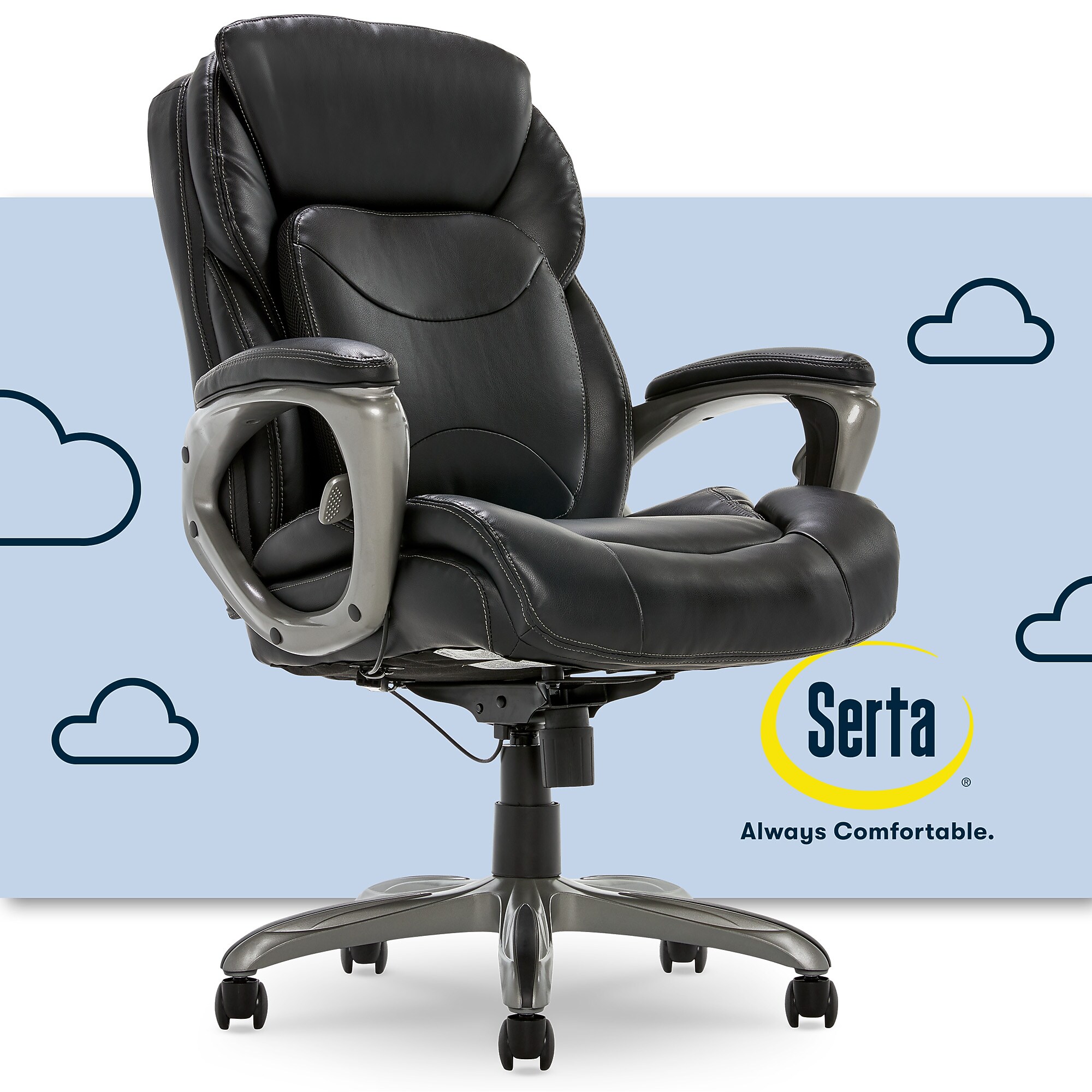 Serta My Fit Ergonomic Bonded Leather Swivel Executive Chair, Black (CHR100013) Sansujyuku sansujyuku.com