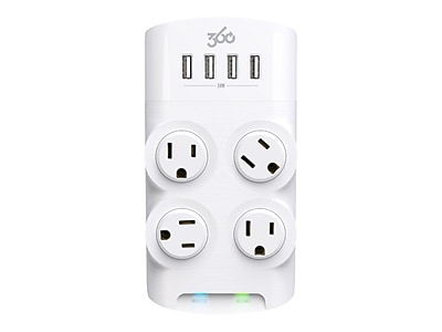360 Electrical Revolve24 4-Outlet 4-USB Port Surge Protector, White (3E0775-WHT6NA) Sansujyuku sansujyuku.com