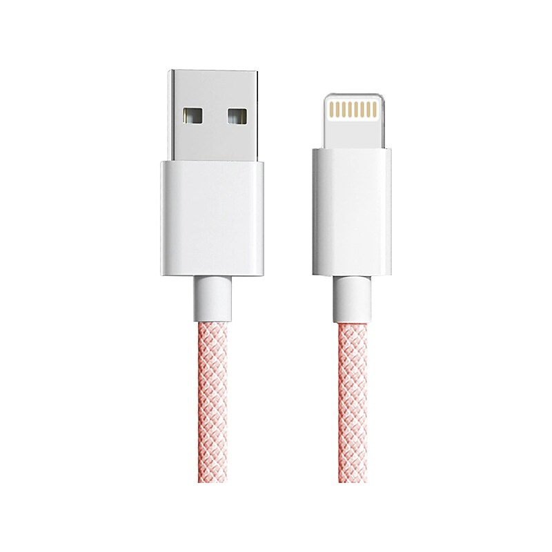 3D Luxe Cool Cables USB Type-C to Lightning Charging Cable, 3 ft., Pink/White (A-LIGHT-PINK) image 1