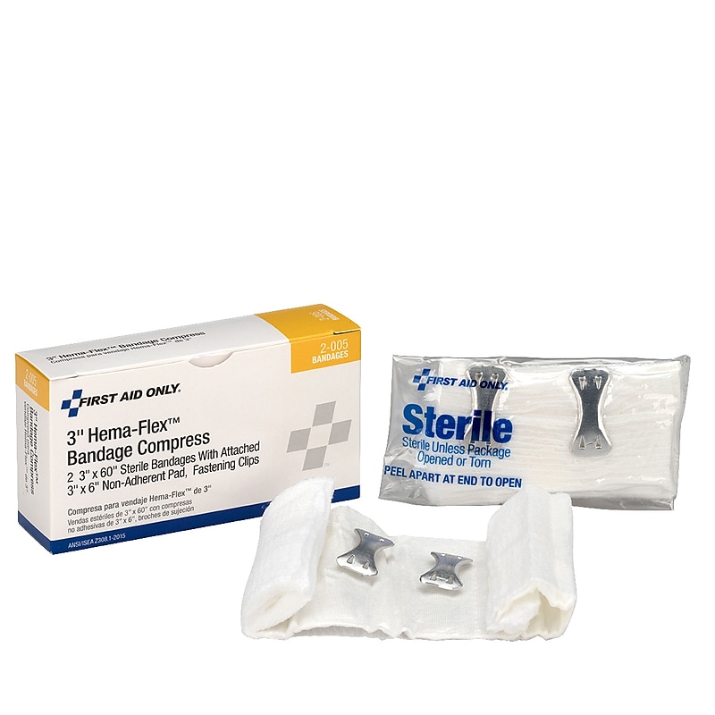 First Aid Only Compress Bandage, Off Center, 3", 2/box (AN266) image 1