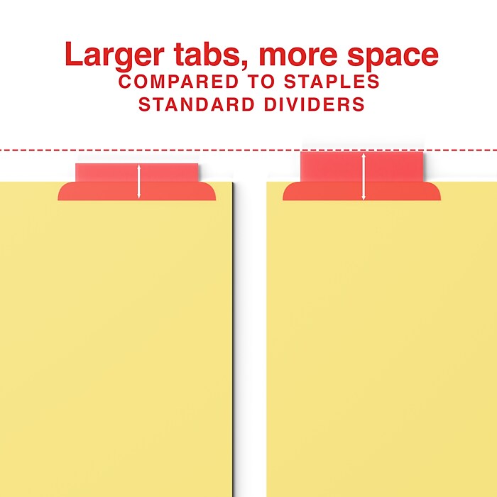 Staples Large Tab Insertable Paper Dividers, Assorted Colors, 5