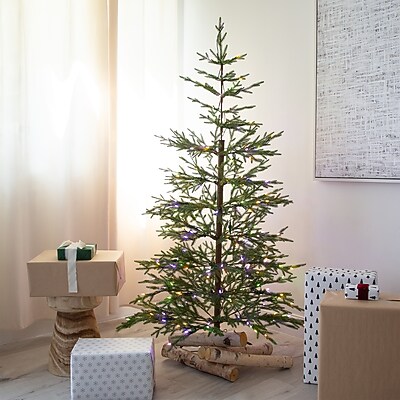 Nearly Natural 6' Pre-Lit Artificial Natural Fresh Cut Fir Christmas Tree