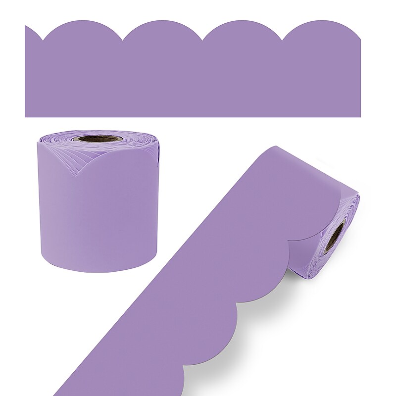 Carson Dellosa Rolled Scalloped Borders, 3" x 65', Lilac (108536) image 1