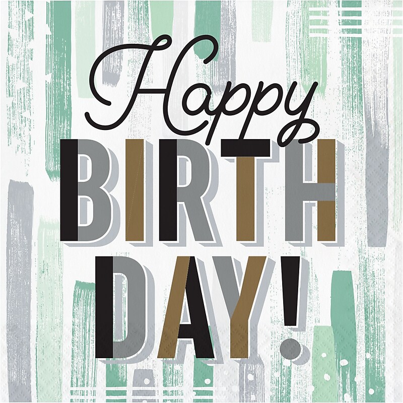 Creative Converting Minted Milestone "Happy Birthday" Paper Napkins, 192/Pack (372545) image 1