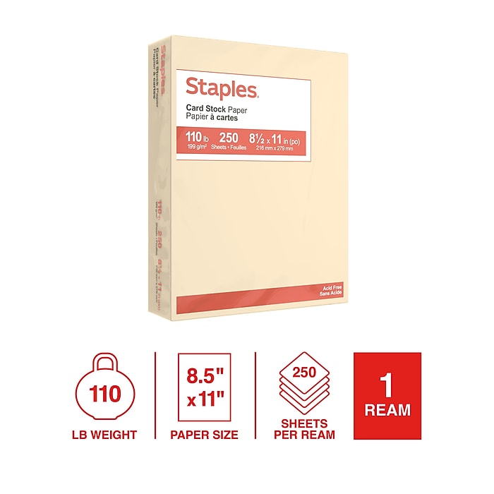 Staples 110 lb. Cardstock Paper, 8.5 Staples 110 lb. Cardstock Paper, 8.5