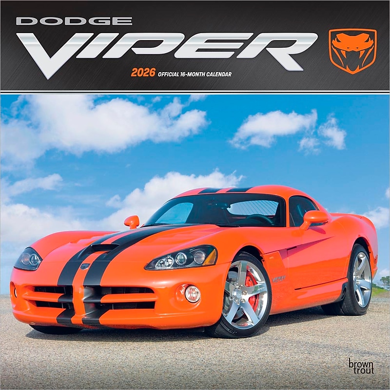 2026 BrownTrout Dodge Viper 12" x 12"  Monthly, Paper Cover, Dodge Viper (9798330707621) image 1