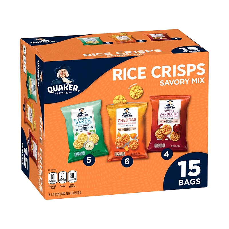 Quaker Gluten Free Savory Mix Rice Crisps, 10 oz., 15 Bags/Box (57841) image 1