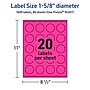 Avery Round Laser/Inkjet Multipurpose Labels, 1-5/8" Dia, Neon Magenta (1600/Box)~#|#~A6F2F900-9E97-4FE9-9E017F8CEBE584CF_sc7