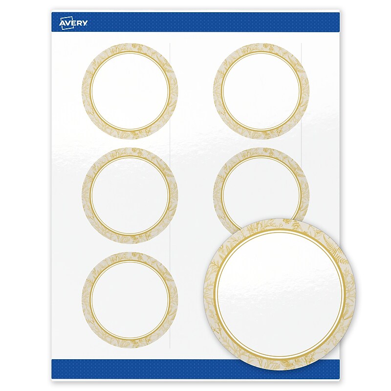 Avery Round Laser/Inkjet Multipurpose Labels, 3" Dia., White, 60/Pack (19479371064) image 1