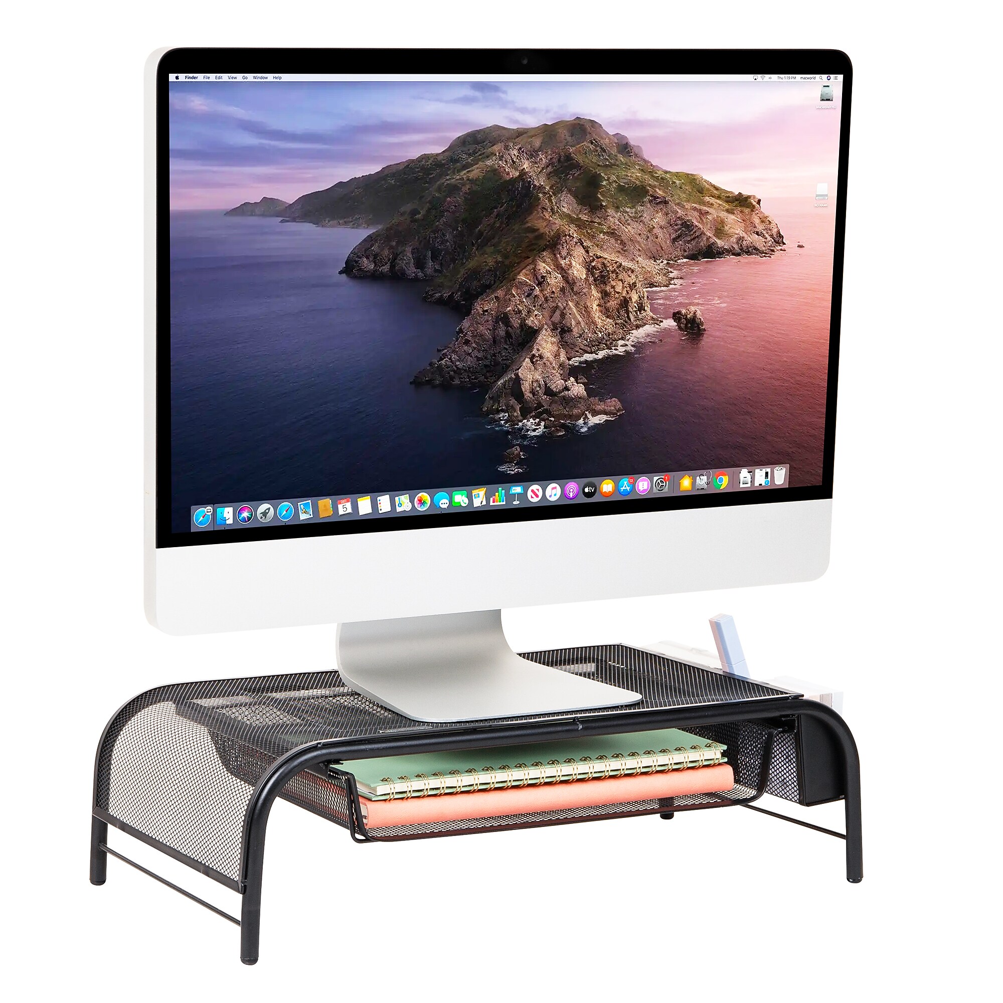 Mind Reader Monitor Stand with Paper Tray, Metal, Black (MESHMONSTA-BLK) Sansujyuku sansujyuku.com