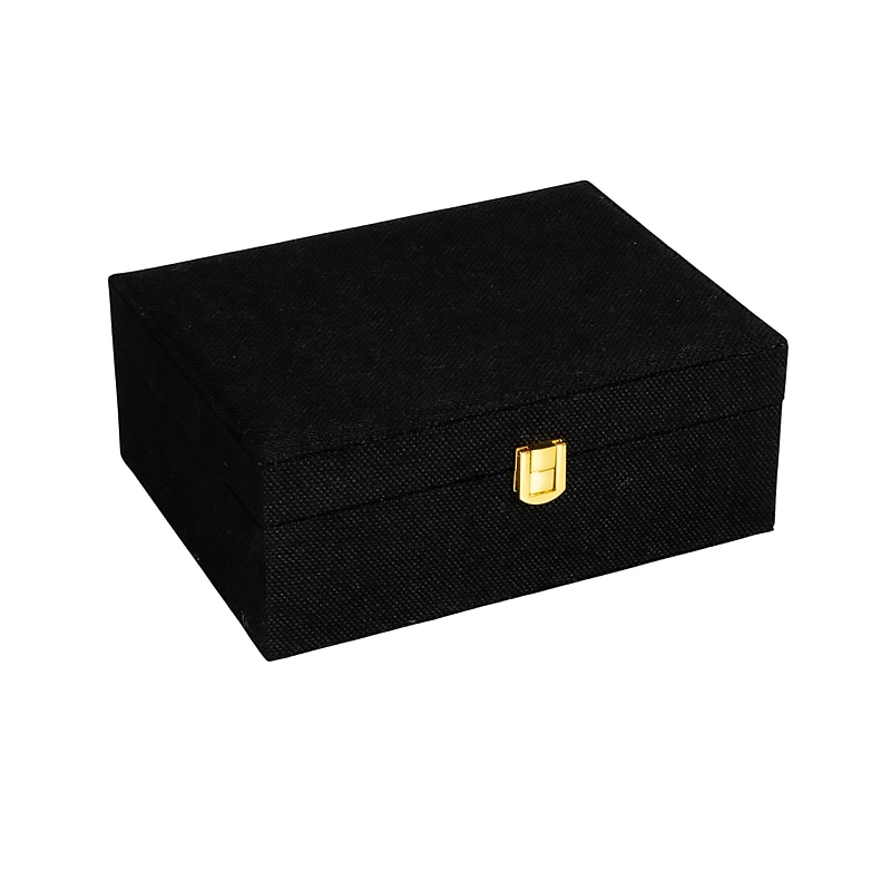 Household Essentials Jewelry Organizer Box with Clasp Closure, Black (HE1180) image 1