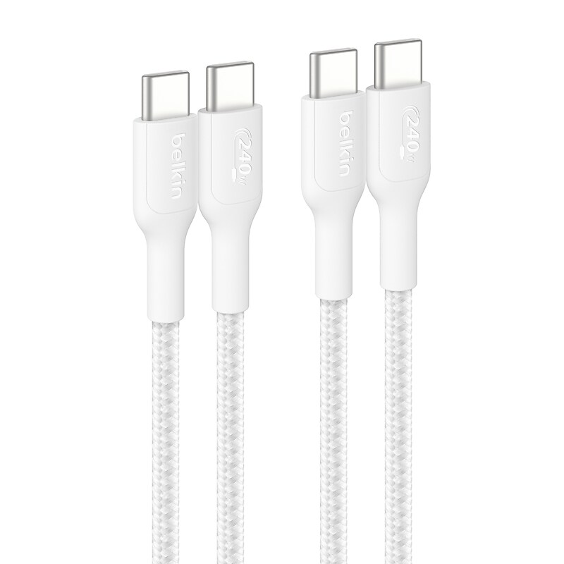Belkin BoostCharge Pro USB-C to USB-C Charging Cable, 6.5 ft., White, 2/Pack (CAB025fq2MWH2PK) image 1